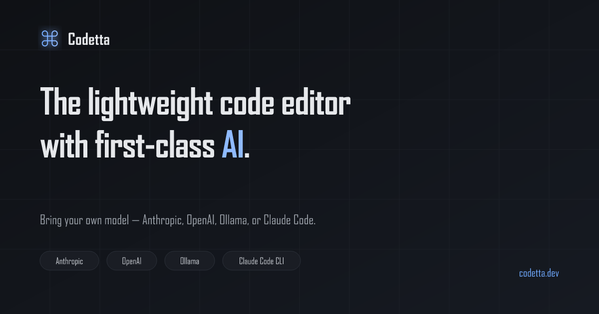 Codetta — A lightweight desktop code editor with AI